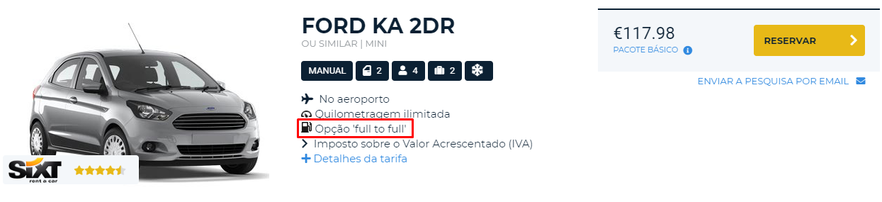 Opção Full to Full